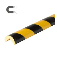 Černo-žlutá pěnová magnetická ochrana rohů zdí, stěn "typ A" - průměr 4 cm, délka 100 cm