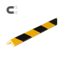 Černo-žlutá pěnová magnetická ochrana rohů zdí, stěn typ E - délka 100 cm, šířka 2,6 x 2,6 cm, tloušťka 0,7 cm