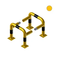 Žluto-černá kovová modulová ochrana sloupů - průměr 6,03 cm, délka 60 cm, šířka 60 cm, výška 120 cm
