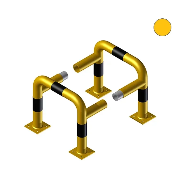 Žluto-černá kovová modulová ochrana sloupů - průměr 6,03 cm, délka 50 cm, šířka 50 cm, výška 80 cm
