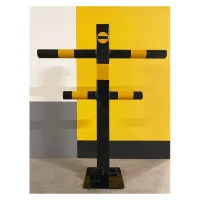 Černo-žlutý ocelový parkovací sloupek - výška 61 cm