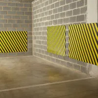 Černo-žlutá pěnová ochrana rohů zdí, stěn - délka 150 cm, výška 100 cm, tloušťka 1 cm