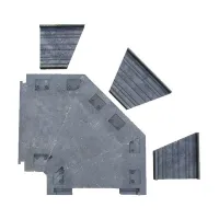 Černo-žlutý plastový rohový kabelový most "levá zatáčka" (4x35x35, 1x35x40) FLOMA CPR27 - délka 50 cm, šířka 43 cm, výška 6 cm