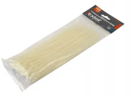 Bílá plastová stahovací páska - délka 28 cm, šířka 0,36 cm - 100 ks