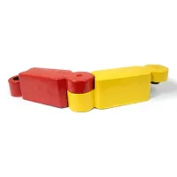 Žlutý plastový koncový díl "samec" pro silniční obrubníky RePVC - průměr 14,5 cm, výška 6 cm