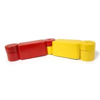 Žlutý plastový koncový díl "samec" pro silniční obrubníky RePVC - průměr 14,5 cm, výška 6 cm