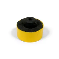 Žlutý plastový koncový díl "samec" pro silniční obrubníky RePVC - průměr 14,5 cm, výška 6 cm