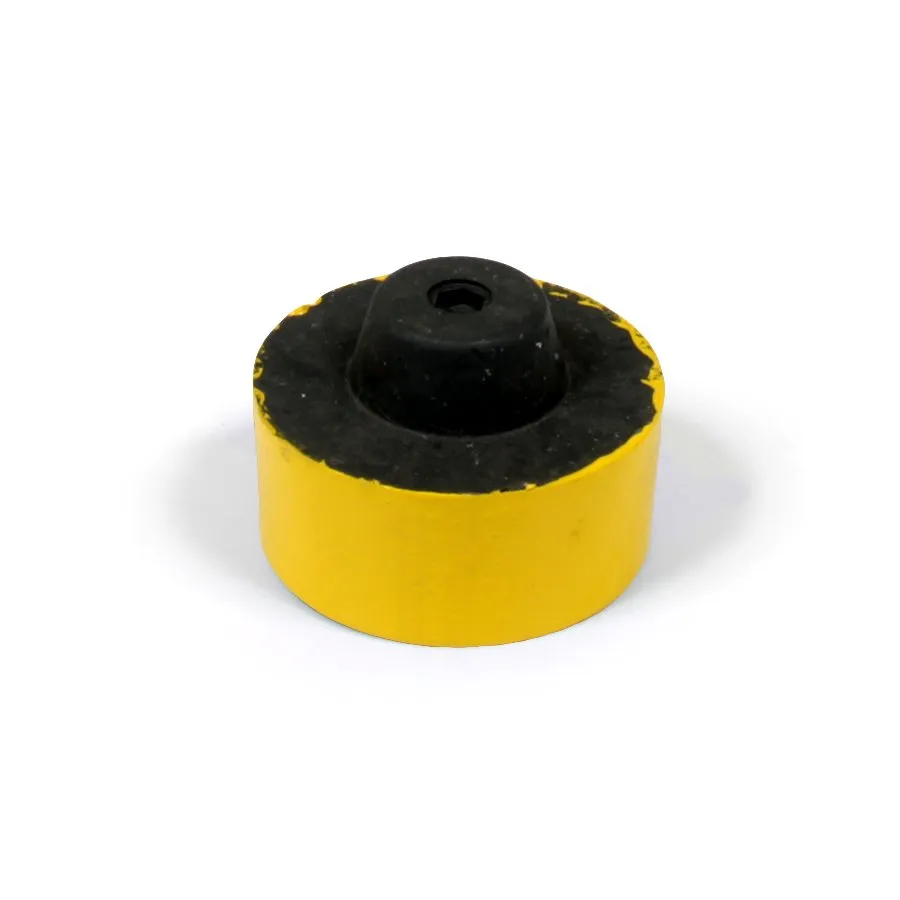 Žlutý plastový koncový díl "samec" pro silniční obrubníky RePVC - průměr 14,5 cm, výška 6 cm