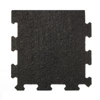 Černá gumová modulová puzzle dlažba (okraj) FLOMA IceFlo SF1100 - 95,6 x 95,6 x 0,8 cm