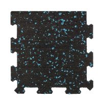 Černo-zelená gumová modulová puzzle dlažba (okraj) FLOMA FitFlo SF1050 - délka 95,6 cm, šířka 95,6 cm a výška 0,8 cm