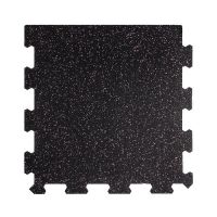 Černo-šedá gumová modulová puzzle dlažba (okraj) FLOMA FitFlo SF1050 - délka 47,8 cm, šířka 47,8 cm a výška 0,8 cm