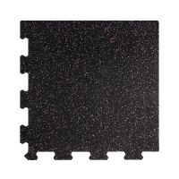 Černo-šedá gumová modulová puzzle dlažba (roh) FLOMA FitFlo SF1050 - 47,8 x 47,8 x 0,8 cm