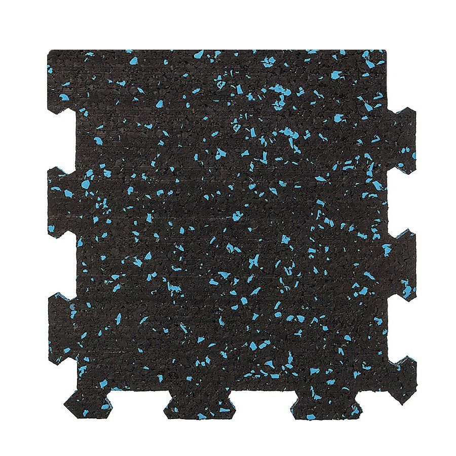 Černo-šedá gumová podlahová deska (puzzle - okraj) FLOMA FitFlo SF1050 - délka 95,6 cm, šířka 95,6 cm, výška 1,6 cm