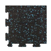 Černo-šedá gumová modulová puzzle dlažba (roh) FLOMA FitFlo SF1050 - 95,6 x 95,6 x 1,6 cm