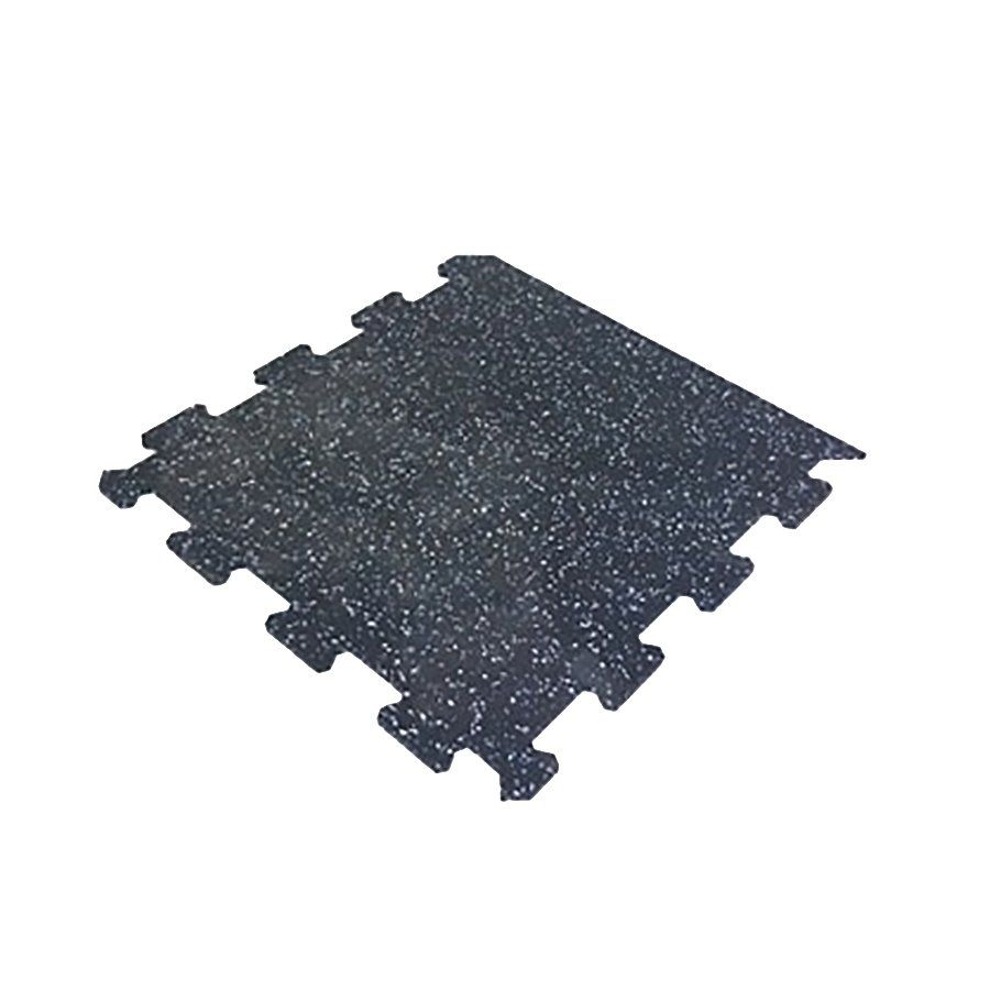 Černo-bílo-modrá gumová podlahová deska (puzzle - okraj) FLOMA FitFlo SF1050 - délka 47,8 cm, šířka 47,8 cm, výška 0,8 cm
