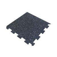 Černo-bílo-modrá gumová modulová puzzle dlažba (roh) FLOMA FitFlo SF1050 - 47,8 x 47,8 x 0,8 cm