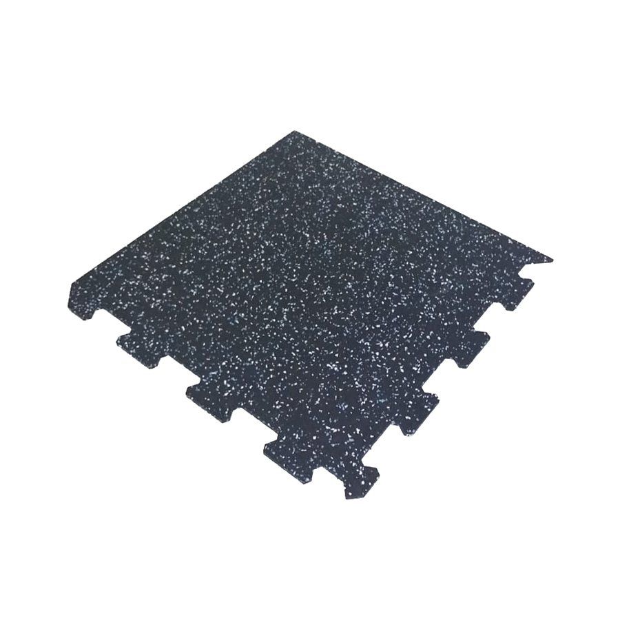 Černo-bílo-modrá gumová modulová dlažba (roh) FLOMA FitFlo SF1050 - délka 47,8 cm, šířka 47,8 cm, výška 0,8 cm