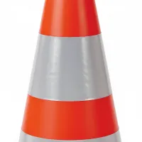 Oranžový plastový (PVC) reflexní dopravní kužel - délka 25 cm, šířka 25 cm, výška 39 cm
