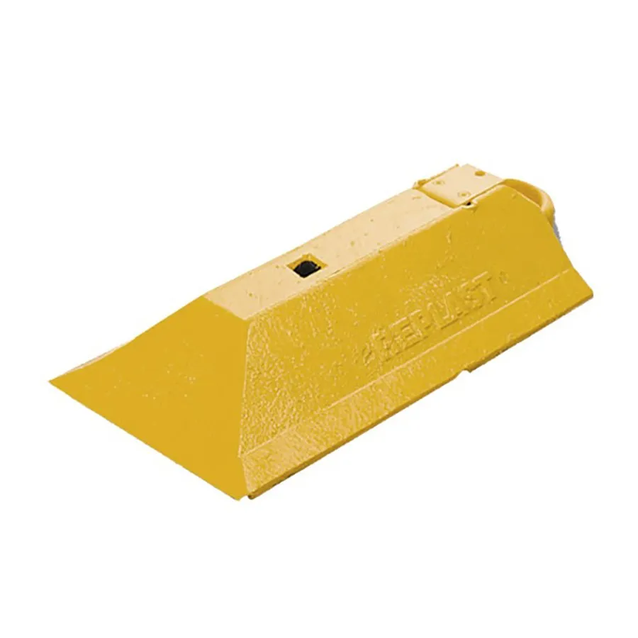 Žlutý plastový koncový díl "samice" pro vodicí prahy CZ 3 - délka 49 cm, délka 24,8 cm, výška 9 cm