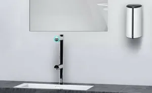 Stříbrný nerezový bezdotykový vysoušeč rukou ve vodovodní baterii Jet Dryer DUO Stříbrný nerezový bezdotykový vysoušeč rukou ve vodovodní baterii Jet Dryer DUO