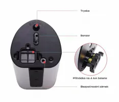 Stříbrný plastový bezdotykový dávkovač dezinfekce, mýdla (gel) Donner DROP - objem 850 ml