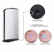 Stříbrný plastový bezdotykový dávkovač dezinfekce, mýdla (gel) Donner DROP - objem 850 ml