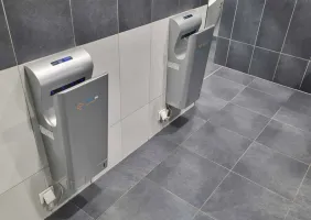 Stříbrný plastový bezdotykový tryskový vysoušeč rukou Jet Dryer STYLE