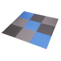Modro-šedá pěnová puzzle podložka (9 ks) ONE FITNESS - délka 180 cm, šířka 180 cm, výška 1 cm