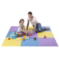 Různobarevná pěnová puzzle podložka (9 ks) ONE FITNESS - délka 180 cm, šířka 180 cm, výška 1 cm