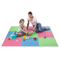 Různobarevná pěnová puzzle podložka (9 ks) ONE FITNESS - délka 180 cm, šířka 180 cm, výška 1 cm