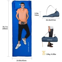 Béžová samonafukovací karimatka KING CAMP Comfort Single - délka 198 cm, šířka 63 cm, výška 4 cm