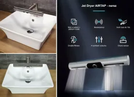 Černý nerezový bezdotykový vysoušeč rukou ve vodovodní baterii Jet Dryer AIRTAP Černý nerezový bezdotykový vysoušeč rukou ve vodovodní baterii Jet Dryer AIRTAP