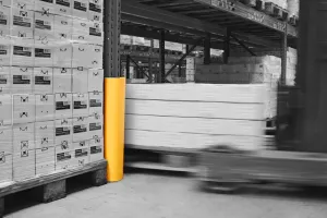 Žlutá ochrana regálů pro stojiny regálů 75-110 / 35-60 mm Rack Bull L - výška 60 cm