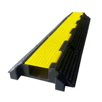 Černo-žlutý gumový kabelový most (1x15x35) FLOMA CPR71 - délka 100 cm, šířka 25 cm, výška 3 cm