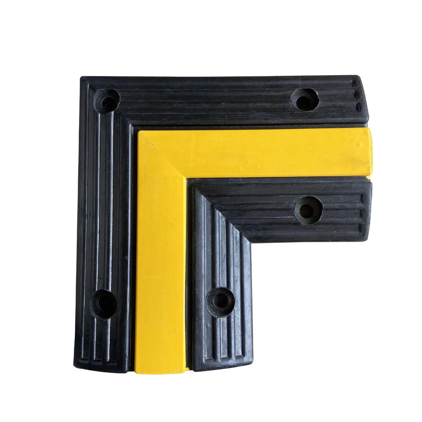 Černo-žlutý gumový rohový kabelový most (1x25x25) FLOMA CPR24 - délka 25 cm, šířka 25 cm, výška 3 cm