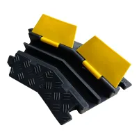 Černo-žlutý gumový rohový kabelový most (2x32x32) FLOMA CPR83 - délka 43 cm, šířka 25 cm, výška 5 cm