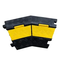 Černo-žlutý gumový rohový kabelový most (2x32x32) FLOMA CPR83 - délka 43 cm, šířka 25 cm, výška 5 cm