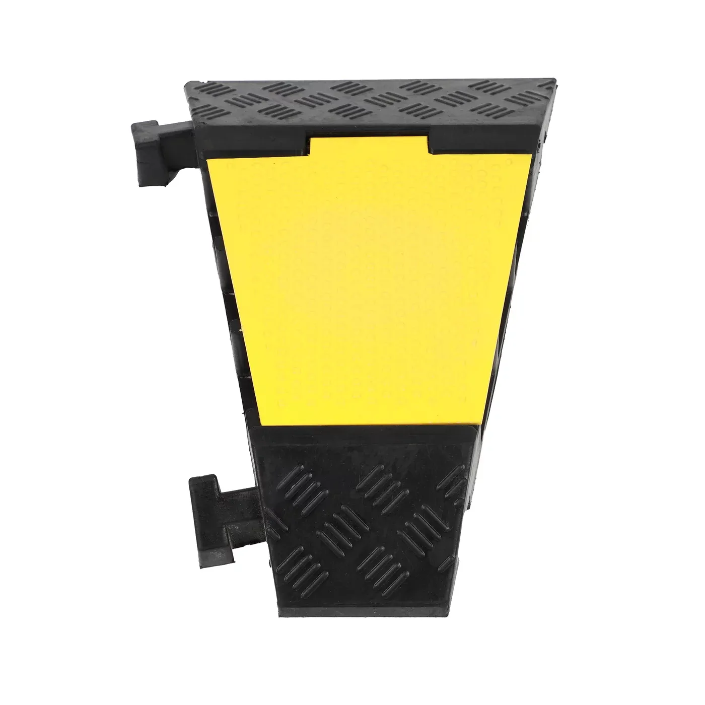 Černo-žlutý gumový rohový kabelový most (3x55x65) s víkem "levá zatáčka" FLOMA CPR63 - délka 30 cm, šířka 50 cm, výška 7 cm