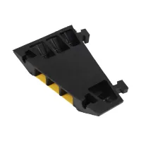 Černo-žlutý gumový rohový kabelový most (3x55x65) s víkem "levá zatáčka" FLOMA CPR63 - délka 30 cm, šířka 50 cm, výška 7 cm