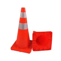 Oranžový plastový (PVC) dopravní reflexní kužel FLOMA CF46 - délka 36 cm, šířka 36 cm, výška 70 cm