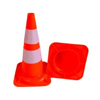 Oranžový plastový (PVC) dopravní reflexní kužel FLOMA CF46 - délka 29,5 cm, šířka 29,5 cm, výška 50 cm