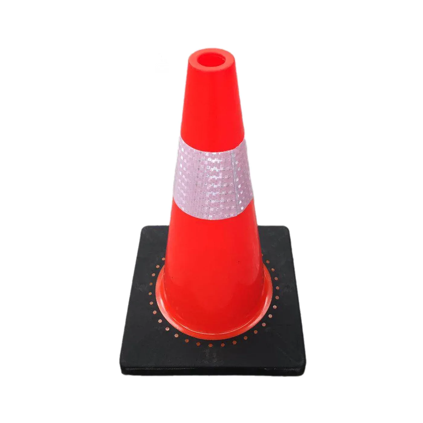 Oranžový plastový (PVC) reflexní kužel s podstavcem FLOMA CF93 - délka 28 cm, šířka 28 cm, výška 45 cm