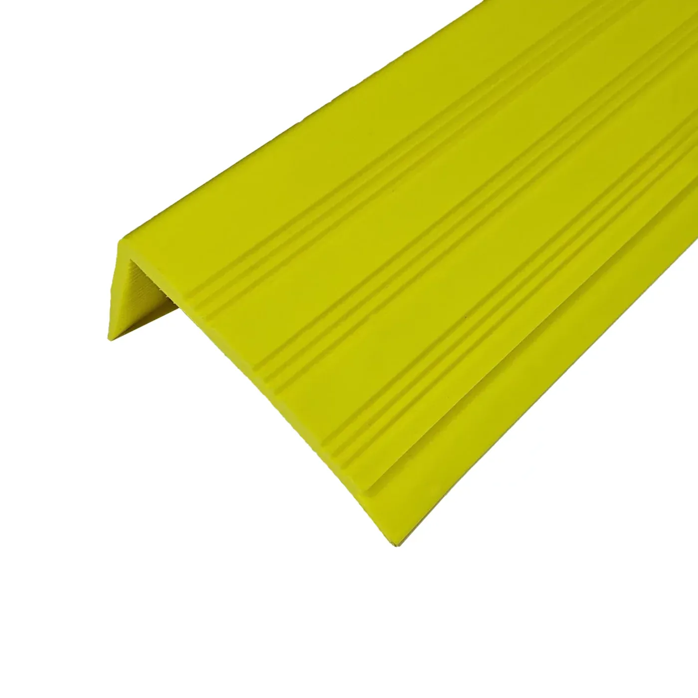 Žlutá plastová (PVC) protiskluzová schodová hrana F421 - délka 150 cm, šířka 8,2 cm, výška 4,5 cm