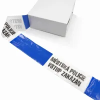 Bílo-modrá vytyčovací páska "MĚSTSKÁ POLICIE - VSTUP ZAKÁZÁN" - délka 500 m, šířka 7,5 cm