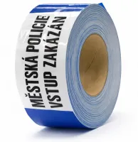 Bílo-modrá vytyčovací páska "MĚSTSKÁ POLICIE - VSTUP ZAKÁZÁN" - délka 500 m, šířka 7,5 cm