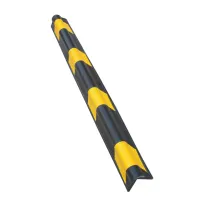Černo-žlutá gumová ochrana rohů zdí, stěn FLOMA WP41 - délka 150 cm, šířka 10 x 10 cm, tloušťka 1 cm