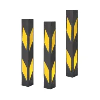 Černo-žlutá gumová ochrana rohů zdí, stěn FLOMA WP47 - délka 60 cm, šířka 10 x 10 cm, tloušťka 1 cm