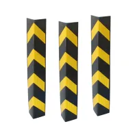Černo-žlutá gumová ochrana rohů zdí, stěn FLOMA WP56 - délka 100 cm, šířka 14 x 14 cm, tloušťka 1 cm