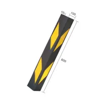 Černo-žlutá gumová ochrana rohů zdí, stěn FLOMA WP47 - délka 60 cm, šířka 10 x 10 cm, tloušťka 1 cm