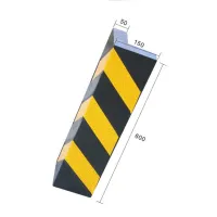 Černo-žlutá gumová ochrana rohů zdí, stěn FLOMA WP19 - délka 60 cm, šířka 15 x 15 cm, tloušťka 5 cm